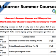 i-Learner Summer Courses Filling Up Fast