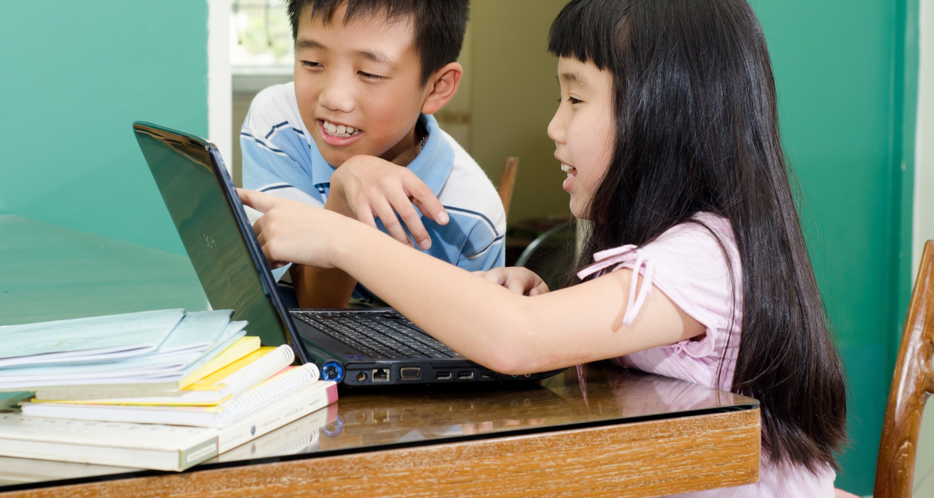 I learning. Boy and girl doing homework